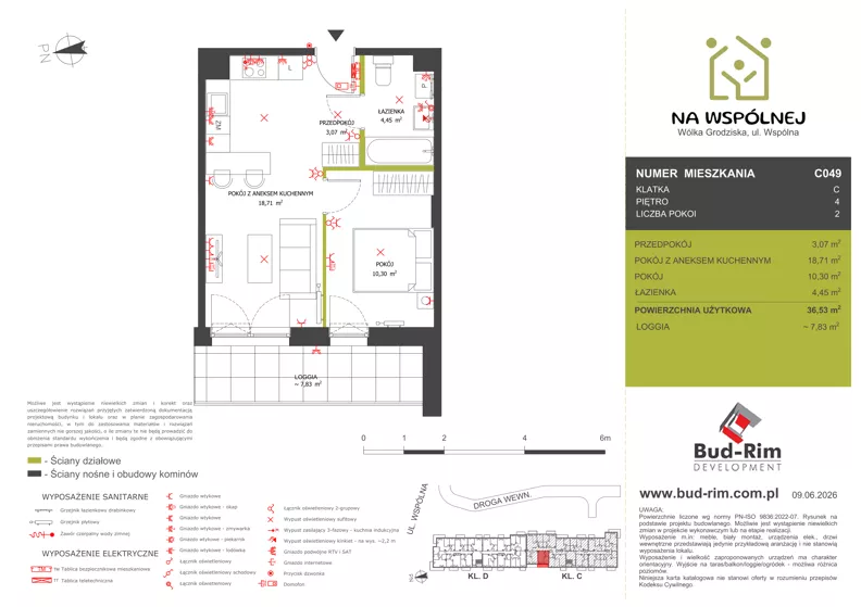 2 pokoje, mieszkanie 36,53 m², piętro 4, oferta nr 49, Na Wspólnej Etap II, Wólka Grodziska, ul. Wspólna 5