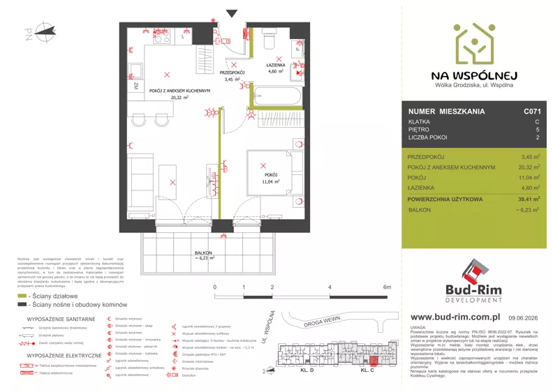 2 pokoje, mieszkanie 39,41 m², piętro 5, oferta nr 71, Na Wspólnej Etap II, Wólka Grodziska, ul. Wspólna 5