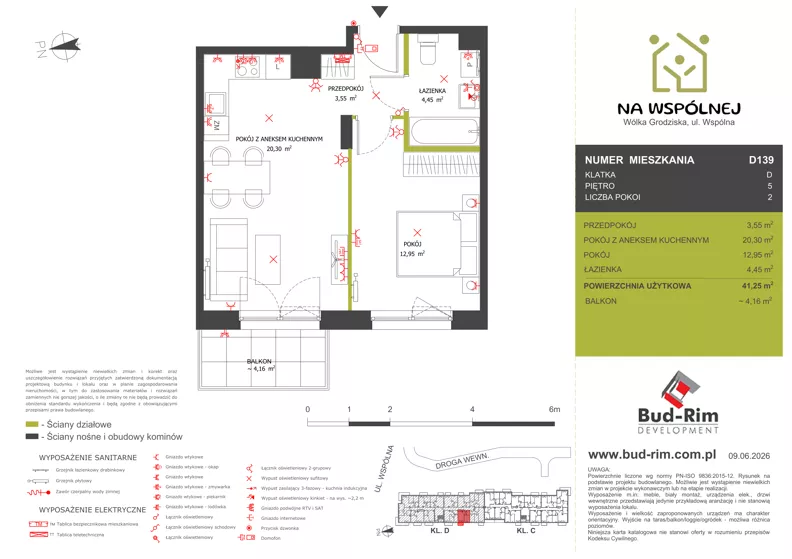2 pokoje, mieszkanie 41,25 m², piętro 5, oferta nr 139, Na Wspólnej Etap II, Wólka Grodziska, ul. Wspólna 5
