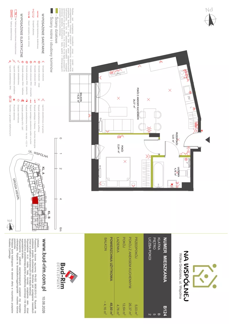2 pokoje, mieszkanie 48,80 m², piętro 5, oferta nr 124, Na Wspólnej, Wólka Grodziska, ul. Wspólna 5