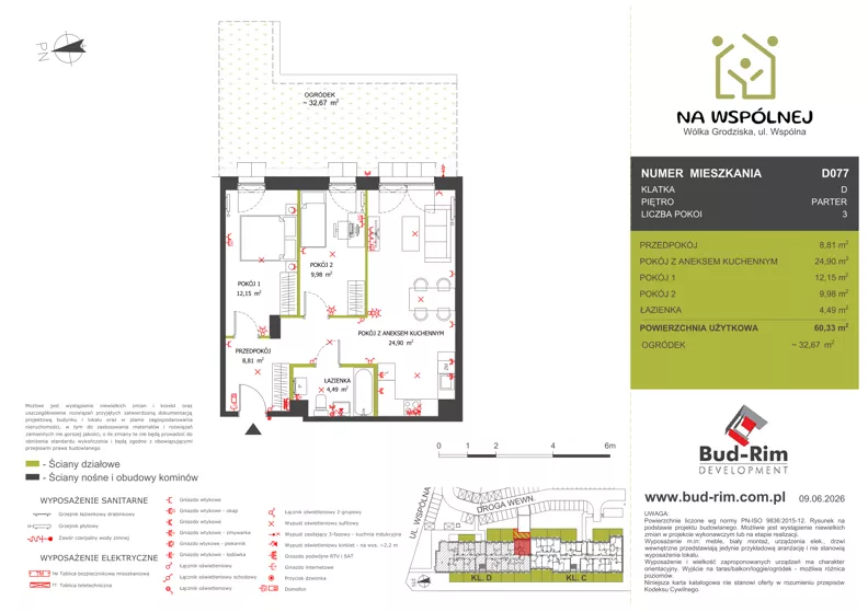 3 pokoje, mieszkanie 60,33 m², parter, oferta nr 77, Na Wspólnej Etap II, Wólka Grodziska, ul. Wspólna 5