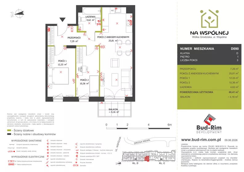 3 pokoje, mieszkanie 60,41 m², piętro 1, oferta nr 90, Na Wspólnej Etap II, Wólka Grodziska, ul. Wspólna 5
