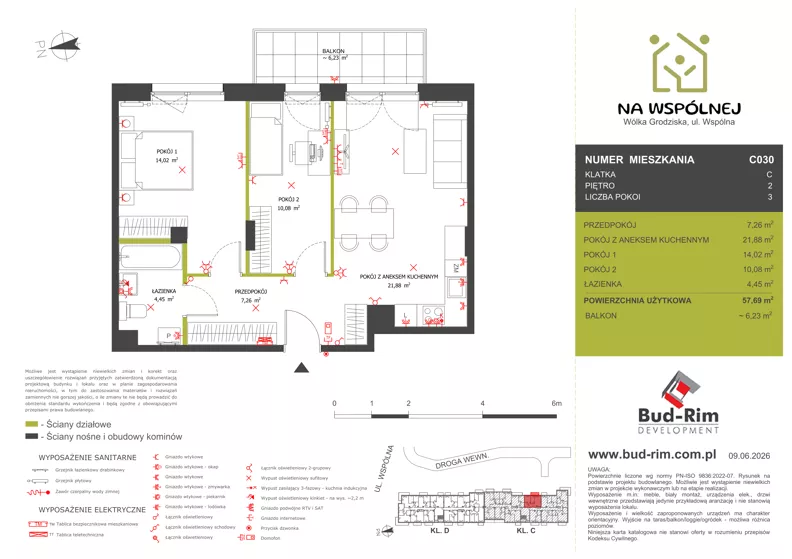 3 pokoje, mieszkanie 57,69 m², piętro 2, oferta nr 30, Na Wspólnej Etap II, Wólka Grodziska, ul. Wspólna 5
