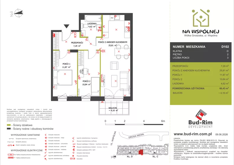 3 pokoje, mieszkanie 60,43 m², piętro 2, oferta nr 102, Na Wspólnej Etap II, Wólka Grodziska, ul. Wspólna 5