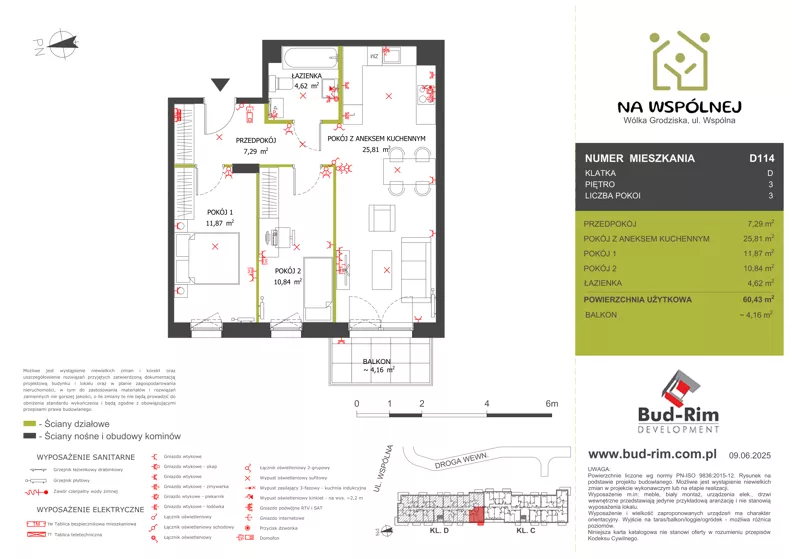 3 pokoje, mieszkanie 60,43 m², piętro 3, oferta nr 114, Na Wspólnej Etap II, Wólka Grodziska, ul. Wspólna 5