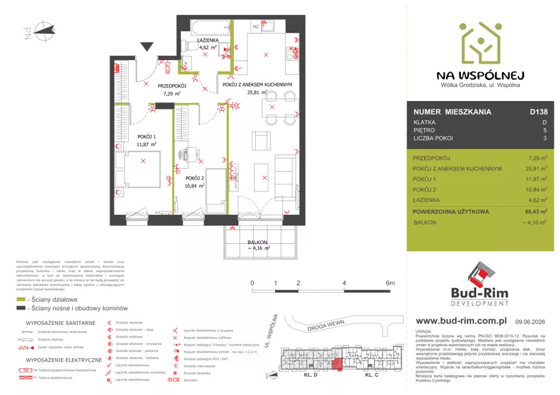3 pokoje, mieszkanie 60,43 m², piętro 5, oferta nr 138, Na Wspólnej Etap II, Wólka Grodziska, ul. Wspólna 5