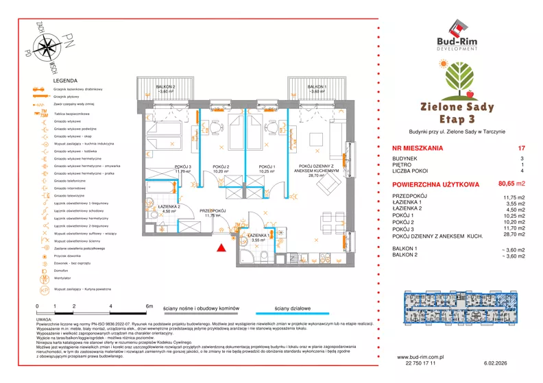 3 pokoje, mieszkanie 80,65 m², piętro 1, oferta nr 17, Zielone Sady III, Tarczyn, ul. Zielone Sady 11