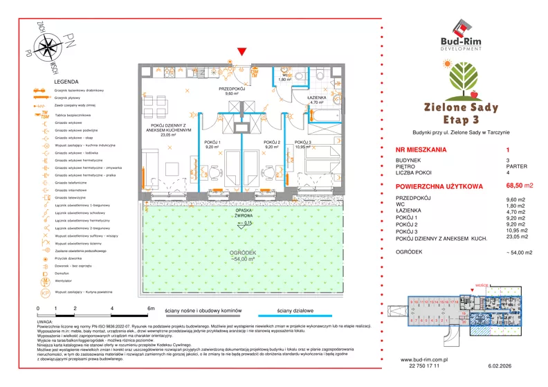 4 pokoje, mieszkanie 68,50 m², parter, oferta nr 1, Zielone Sady III, Tarczyn, ul. Zielone Sady 11