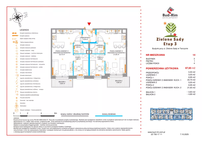 4 pokoje, mieszkanie 67,65 m², piętro 1, oferta nr 14, Zielone Sady III, Tarczyn, ul. Zielone Sady 11
