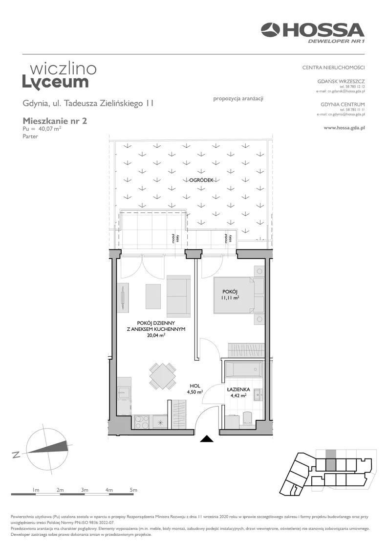 2 pokoje, mieszkanie 40,07 m², parter, oferta nr WL/Z11/2, Wiczlino Lyceum, Gdynia, Chwarzno-Wiczlino, Wiczlino, ul. Danusi 31