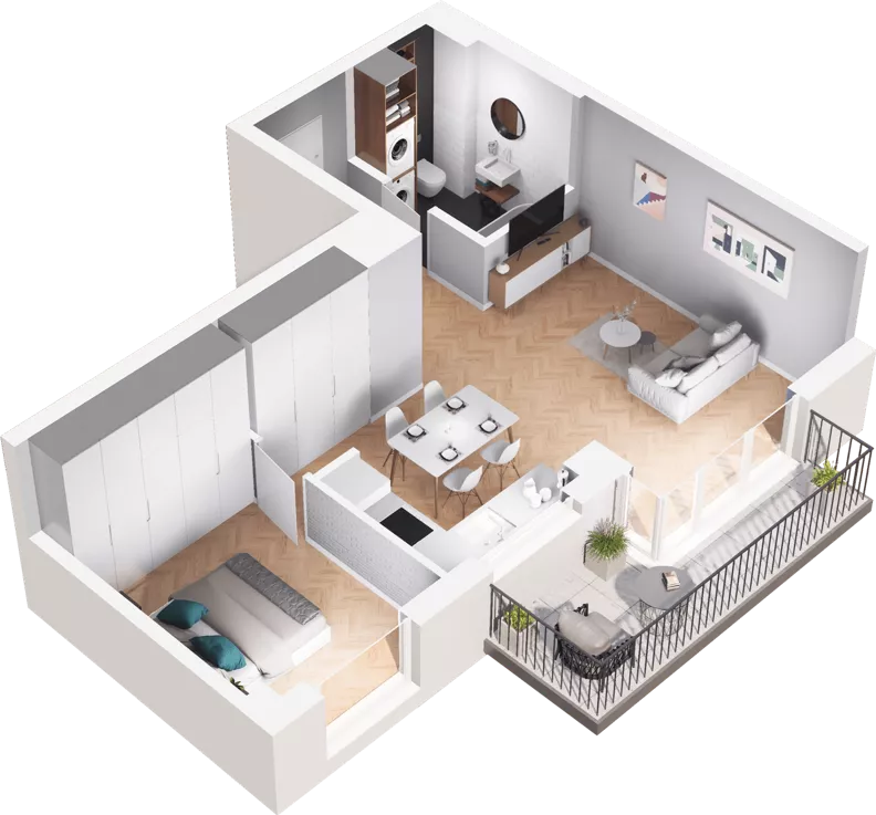 2 pokoje, mieszkanie 44,47 m², piętro 3, oferta nr F60/42, Centrum Chwarzno - Wiczlino , Gdynia, Chwarzno-Wiczlino, ul. Fregatowa