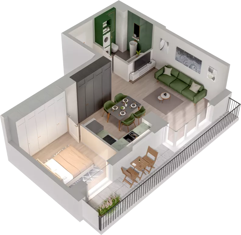 2 pokoje, mieszkanie 44,73 m², piętro 3, oferta nr CCW/S26/27, Centrum Chwarzno - Wiczlino , Gdynia, Chwarzno-Wiczlino, ul. Fregatowa
