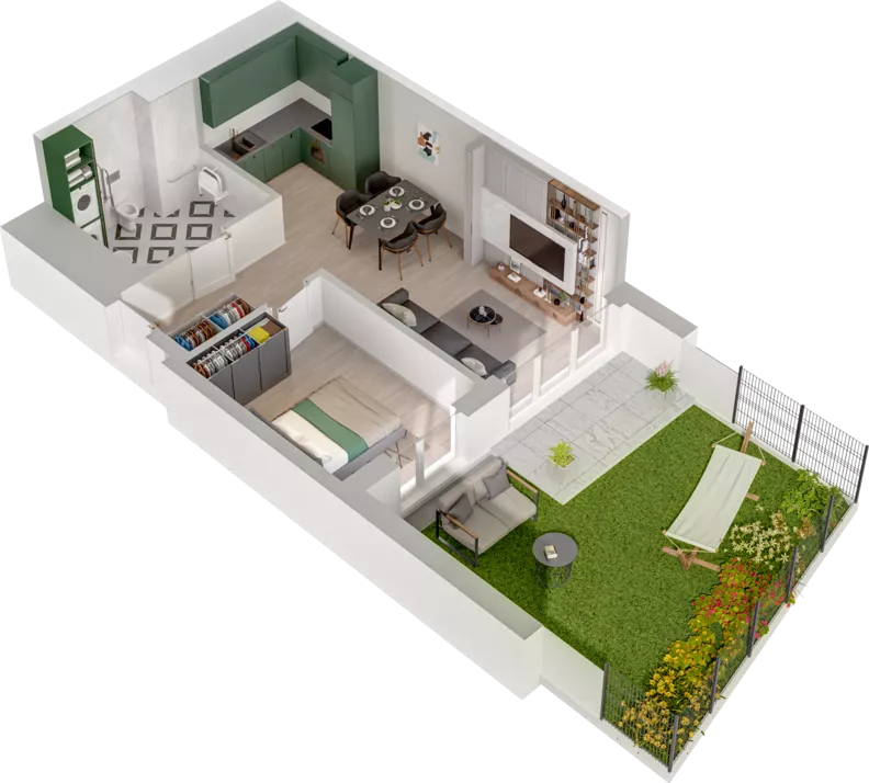 2 pokoje, mieszkanie 45,78 m², parter, oferta nr CCW/S18/2, Centrum Chwarzno - Wiczlino , Gdynia, Chwarzno-Wiczlino, ul. Fregatowa