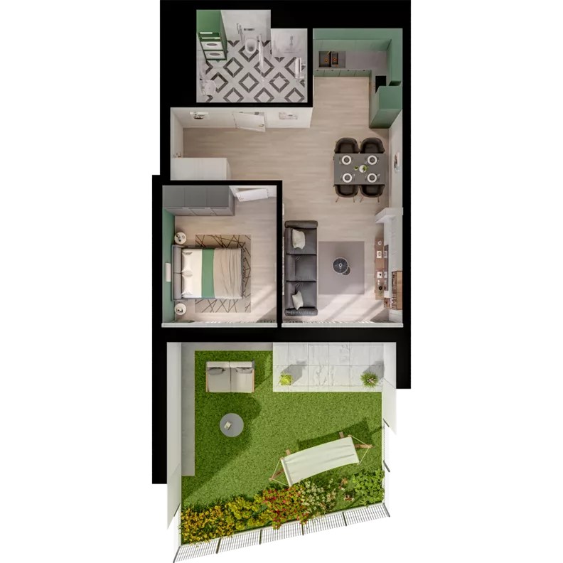 2 pokoje, mieszkanie 45,78 m², parter, oferta nr CCW/S18/2, Centrum Chwarzno - Wiczlino , Gdynia, Chwarzno-Wiczlino, ul. Fregatowa