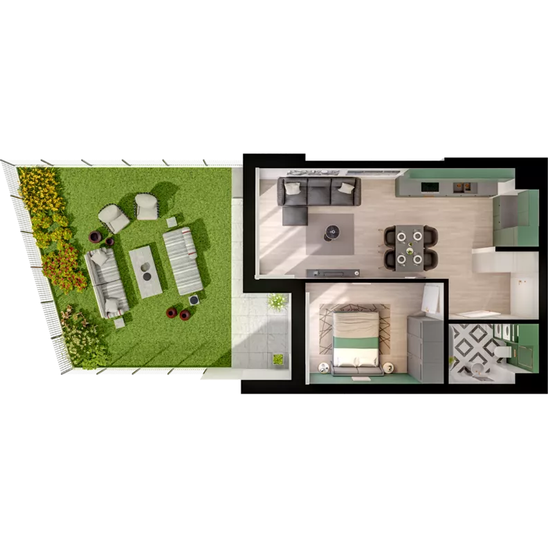 2 pokoje, mieszkanie 44,12 m², parter, oferta nr CCW/S18/4, Centrum Chwarzno - Wiczlino , Gdynia, Chwarzno-Wiczlino, ul. Fregatowa