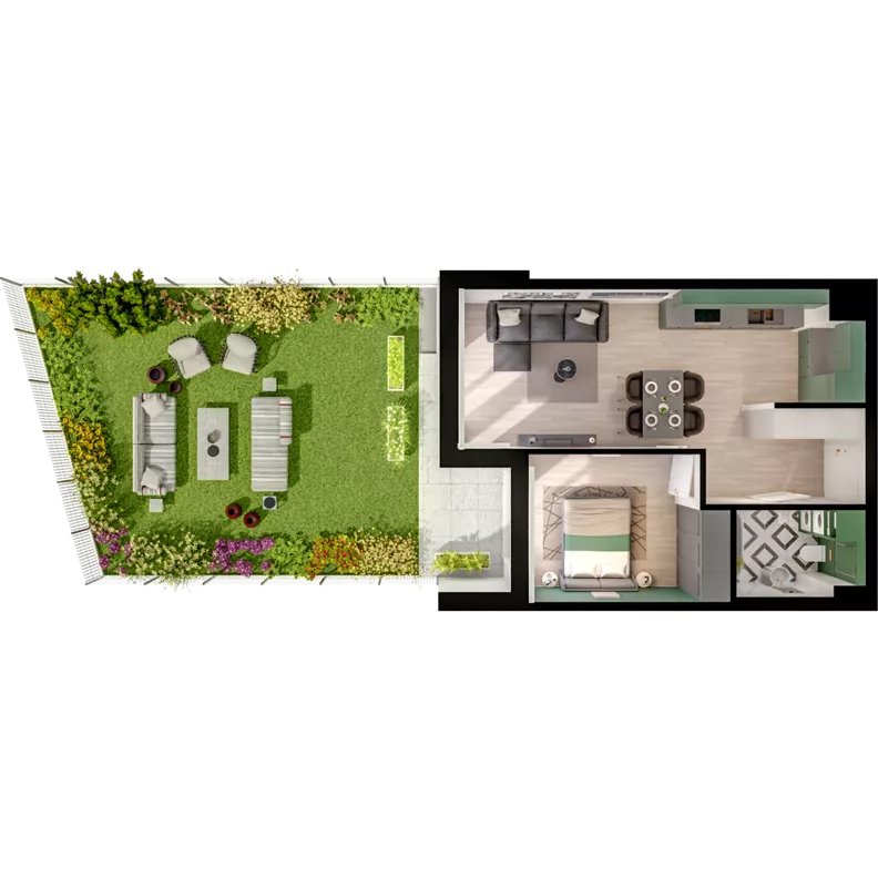 2 pokoje, mieszkanie 43,89 m², parter, oferta nr CCW/S18/5, Centrum Chwarzno - Wiczlino , Gdynia, Chwarzno-Wiczlino, ul. Fregatowa