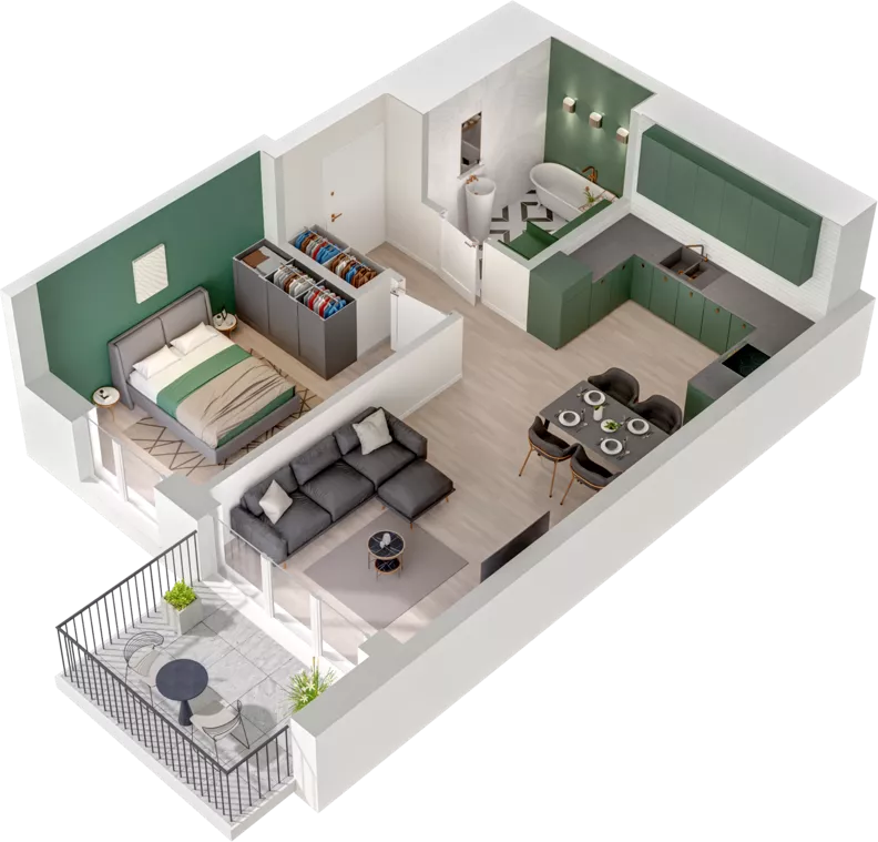 2 pokoje, mieszkanie 45,65 m², piętro 1, oferta nr CCW/S18/11, Centrum Chwarzno - Wiczlino , Gdynia, Chwarzno-Wiczlino, ul. Fregatowa