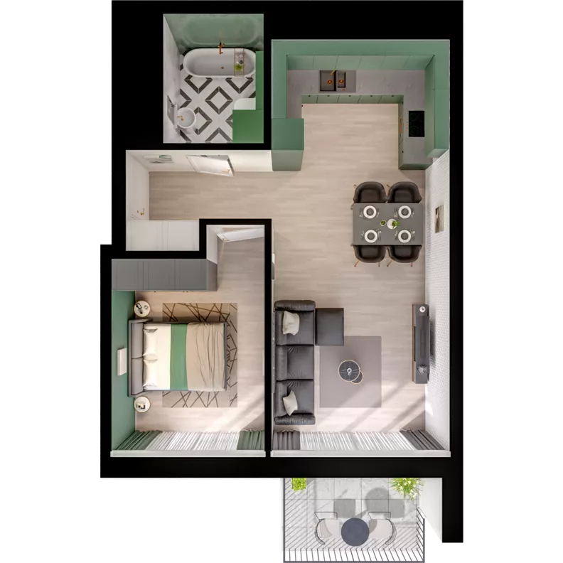2 pokoje, mieszkanie 45,65 m², piętro 1, oferta nr CCW/S18/11, Centrum Chwarzno - Wiczlino , Gdynia, Chwarzno-Wiczlino, ul. Fregatowa