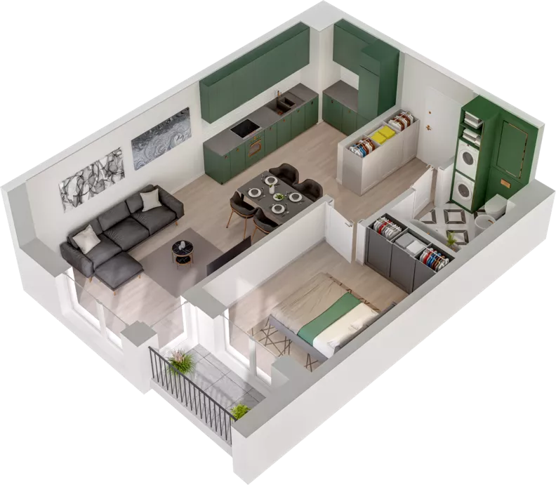 2 pokoje, mieszkanie 43,87 m², piętro 1, oferta nr CCW/S18/14, Centrum Chwarzno - Wiczlino , Gdynia, Chwarzno-Wiczlino, ul. Fregatowa