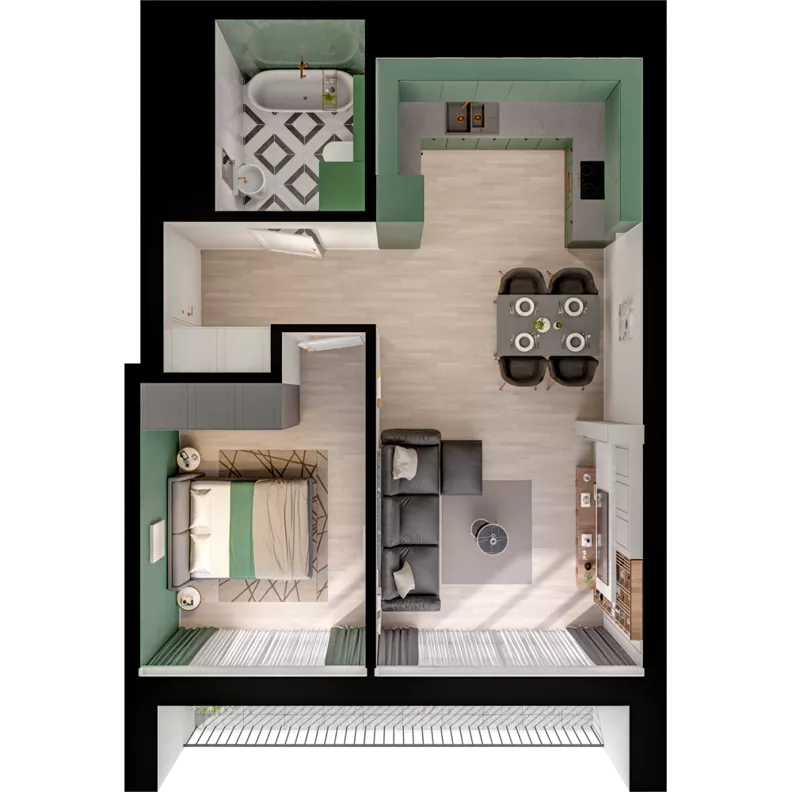 2 pokoje, mieszkanie 45,65 m², piętro 3, oferta nr CCW/S18/27, Centrum Chwarzno - Wiczlino , Gdynia, Chwarzno-Wiczlino, ul. Fregatowa