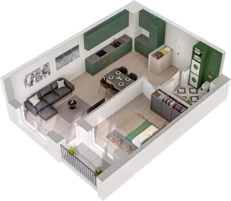 2 pokoje, mieszkanie 44,17 m², piętro 3, oferta nr CCW/S18/29, Centrum Chwarzno - Wiczlino , Gdynia, Chwarzno-Wiczlino, ul. Fregatowa