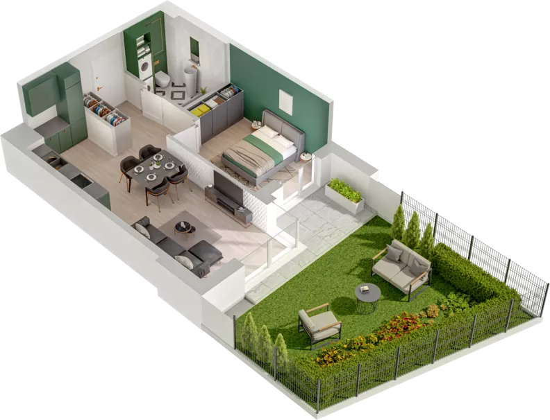 2 pokoje, mieszkanie 43,89 m², parter, oferta nr CCW/S20/5, Centrum Chwarzno - Wiczlino , Gdynia, Chwarzno-Wiczlino, ul. Fregatowa