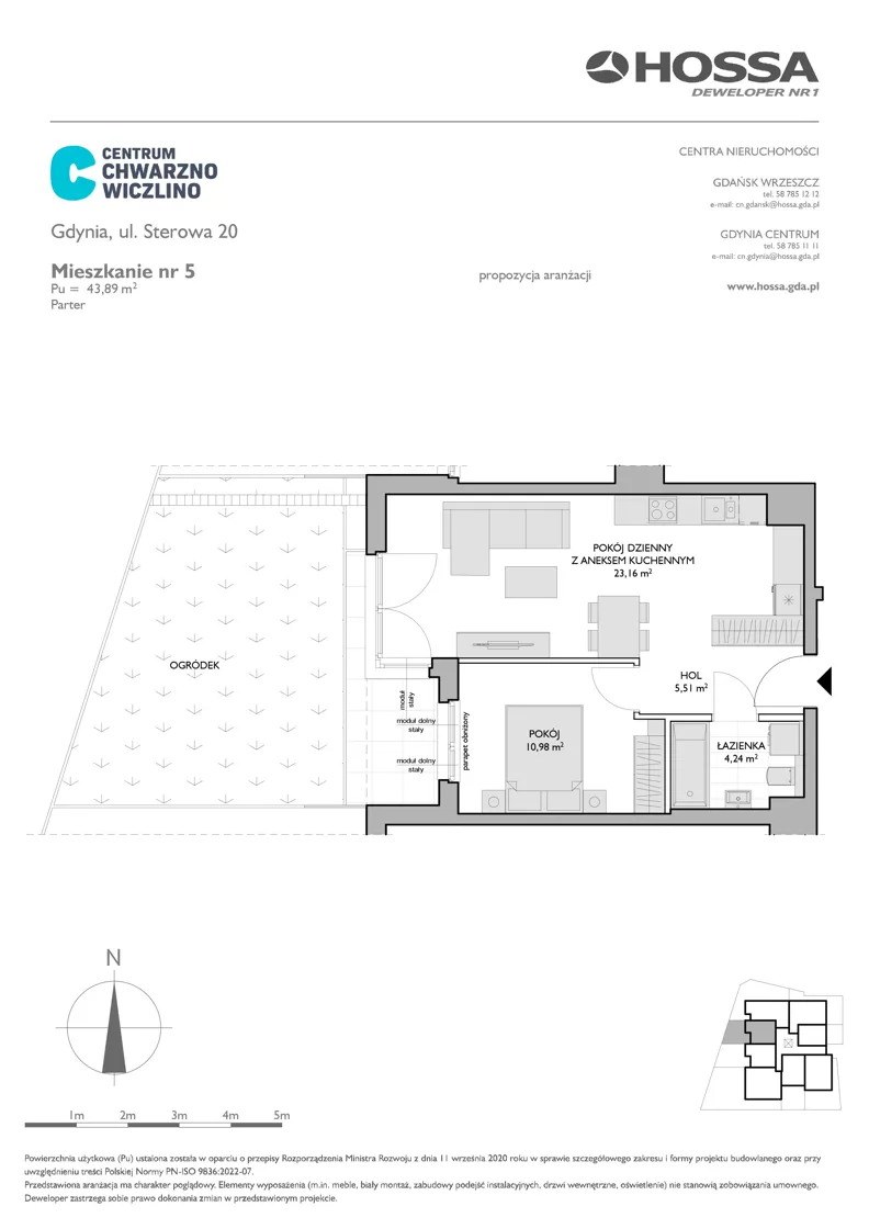 2 pokoje, mieszkanie 43,89 m², parter, oferta nr CCW/S20/5, Centrum Chwarzno - Wiczlino , Gdynia, Chwarzno-Wiczlino, ul. Fregatowa