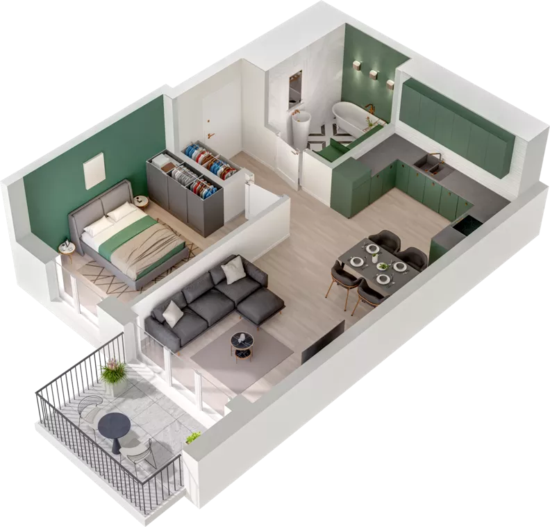 2 pokoje, mieszkanie 45,65 m², piętro 1, oferta nr CCW/S20/11, Centrum Chwarzno - Wiczlino , Gdynia, Chwarzno-Wiczlino, ul. Fregatowa