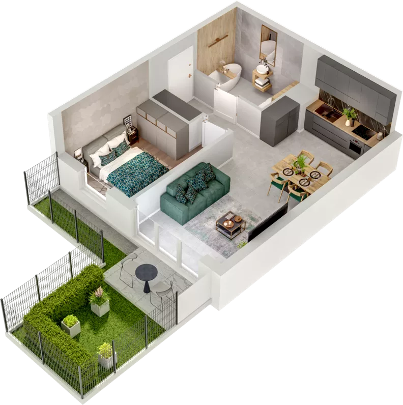 2 pokoje, mieszkanie 44,81 m², parter, oferta nr CCW/S22/4, Centrum Chwarzno - Wiczlino , Gdynia, Chwarzno-Wiczlino, ul. Fregatowa