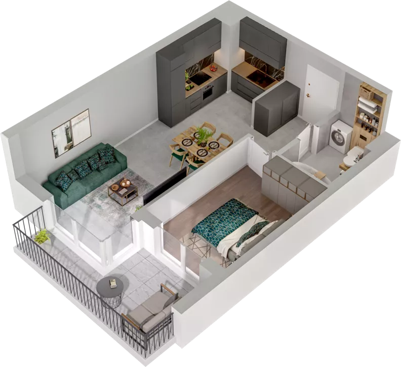 2 pokoje, mieszkanie 43,78 m², piętro 2, oferta nr CCW/S22/22, Centrum Chwarzno - Wiczlino , Gdynia, Chwarzno-Wiczlino, ul. Fregatowa