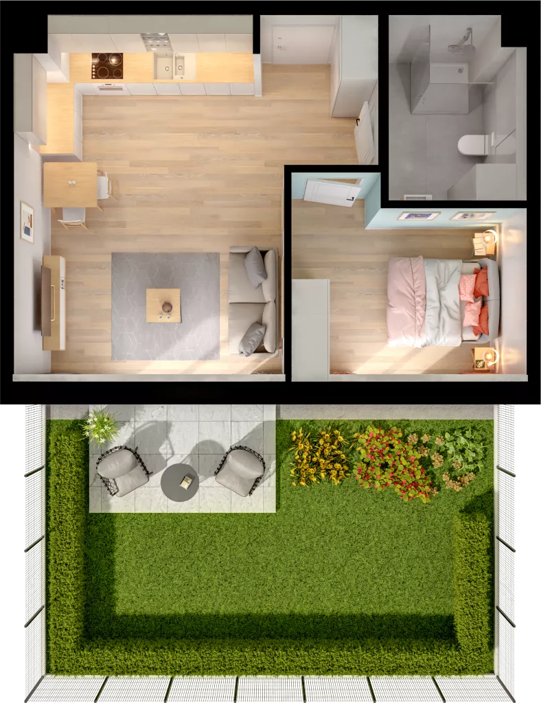 2 pokoje, mieszkanie 42,77 m², parter, oferta nr WW/B4/13, Welocity Wiczlino, Gdynia, Chwarzno-Wiczlino, ul. Jana Kazimierza