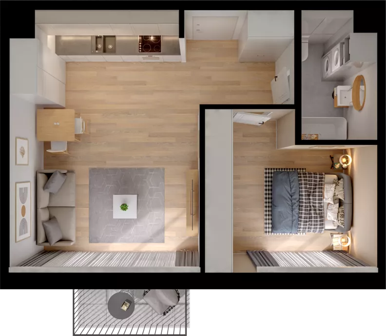 2 pokoje, mieszkanie 42,76 m², piętro 1, oferta nr WW/B4/27, Welocity Wiczlino, Gdynia, Chwarzno-Wiczlino, ul. Jana Kazimierza