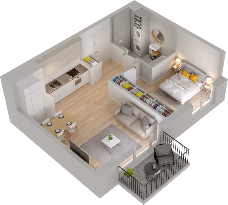 2 pokoje, mieszkanie 42,11 m², piętro 3, oferta nr WW/B4/49, Welocity Wiczlino, Gdynia, Chwarzno-Wiczlino, ul. Jana Kazimierza