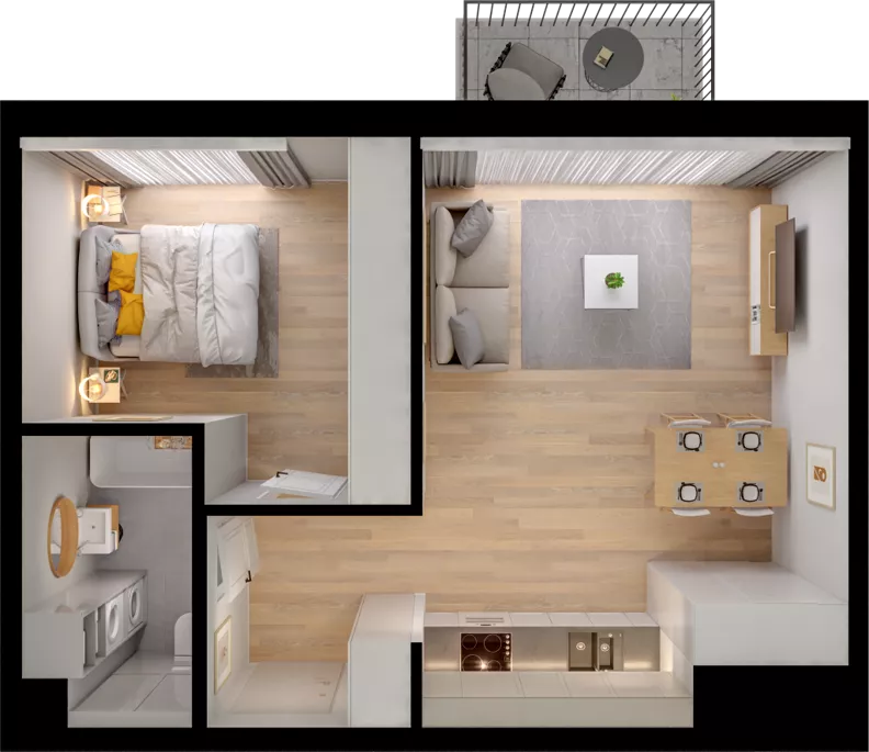 2 pokoje, mieszkanie 42,11 m², piętro 3, oferta nr WW/B4/49, Welocity Wiczlino, Gdynia, Chwarzno-Wiczlino, ul. Jana Kazimierza