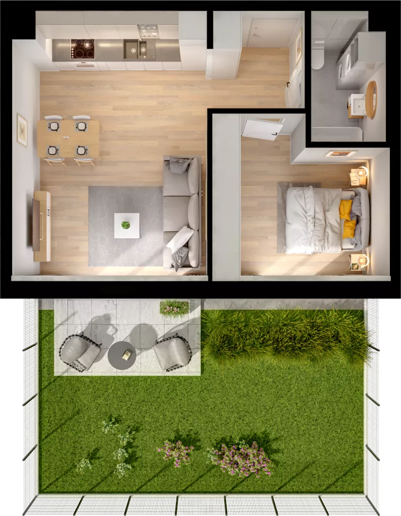 2 pokoje, mieszkanie 42,71 m², parter, oferta nr WW/B5/4, Welocity Wiczlino, Gdynia, Chwarzno-Wiczlino, ul. Jana Kazimierza