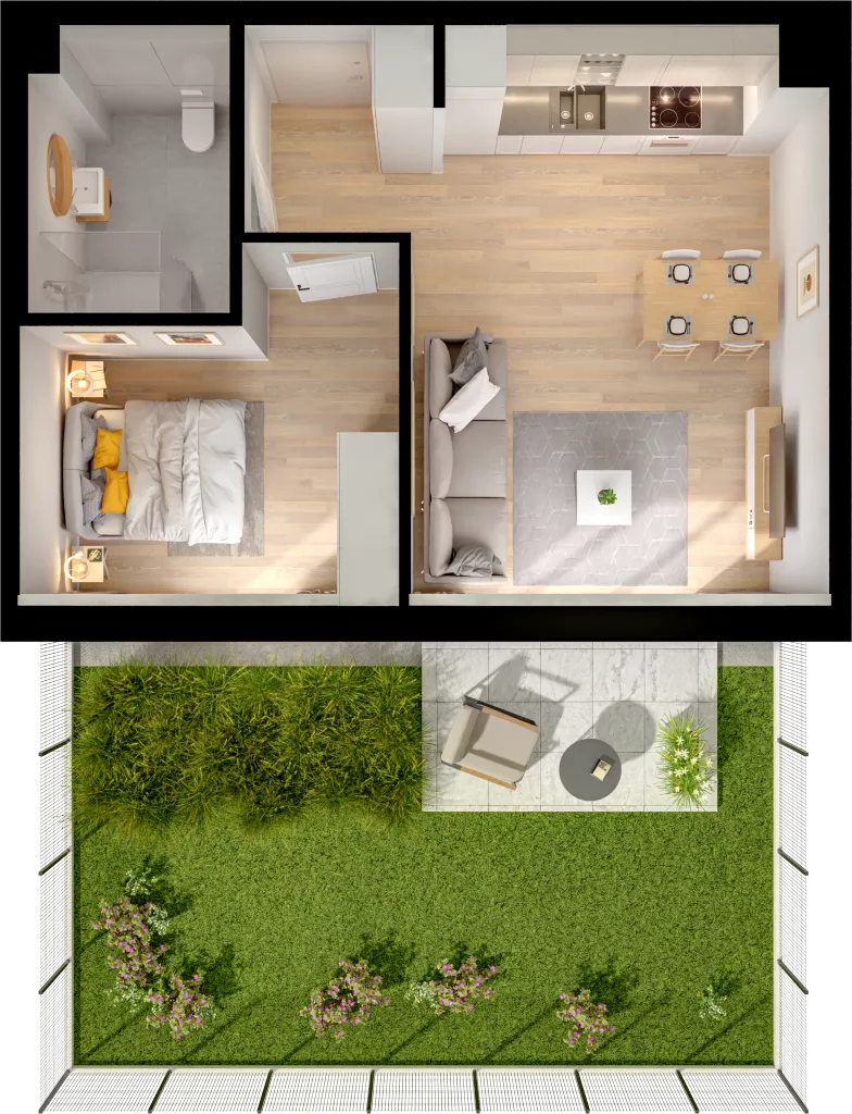 2 pokoje, mieszkanie 42,64 m², parter, oferta nr WW/B5/7, Welocity Wiczlino, Gdynia, Chwarzno-Wiczlino, ul. Jana Kazimierza