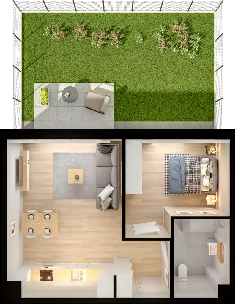 2 pokoje, mieszkanie 42,83 m², parter, oferta nr WW/B5/10, Welocity Wiczlino, Gdynia, Chwarzno-Wiczlino, ul. Jana Kazimierza