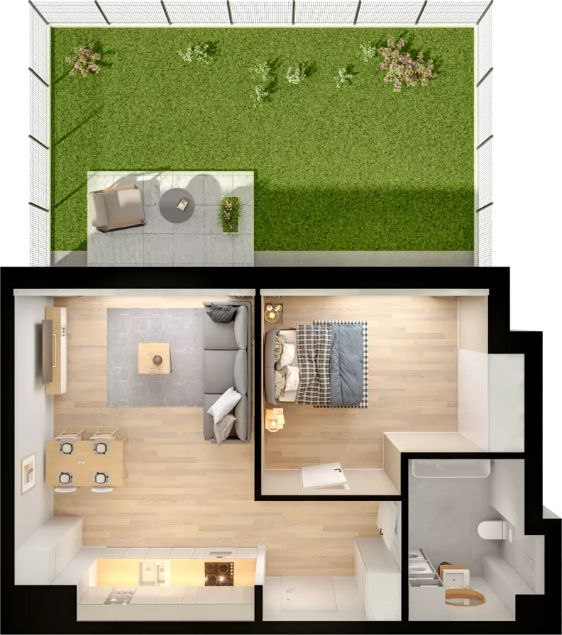 2 pokoje, mieszkanie 46,62 m², parter, oferta nr WW/B5/12, Welocity Wiczlino, Gdynia, Chwarzno-Wiczlino, ul. Jana Kazimierza
