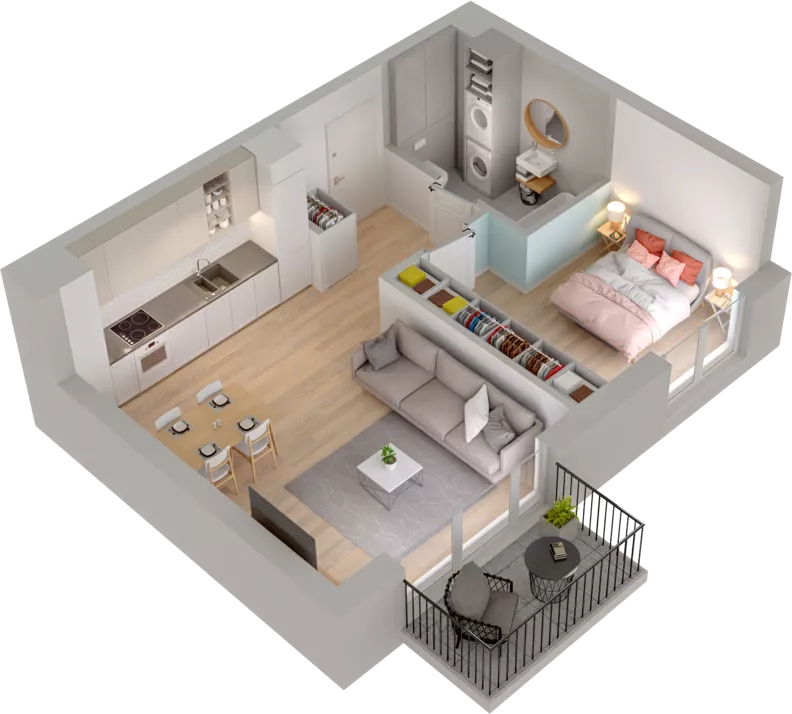 2 pokoje, mieszkanie 42,83 m², piętro 1, oferta nr WW/B5/13, Welocity Wiczlino, Gdynia, Chwarzno-Wiczlino, ul. Jana Kazimierza