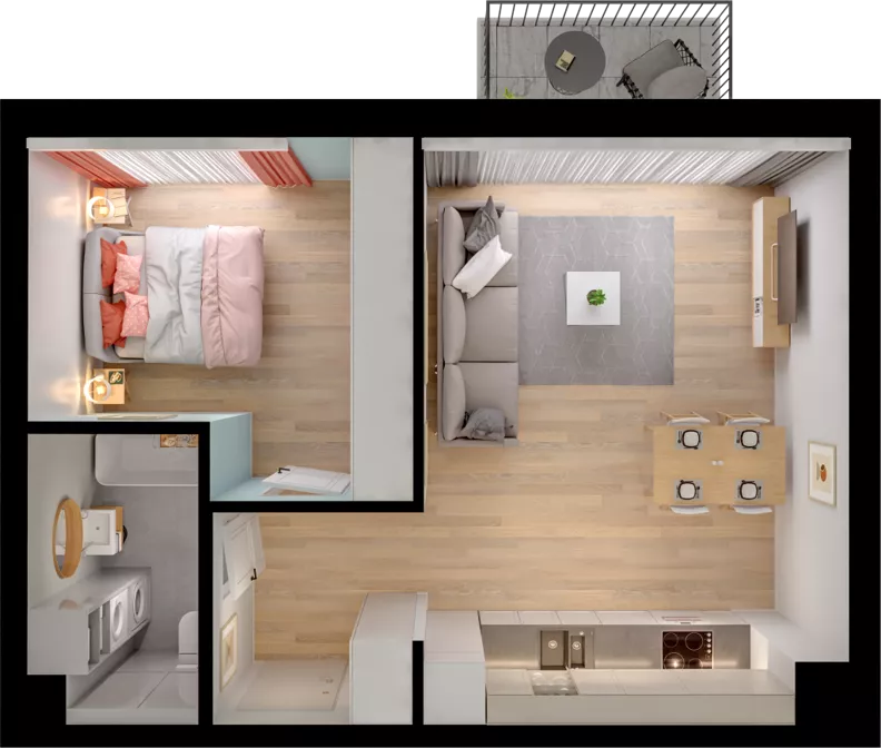 2 pokoje, mieszkanie 42,83 m², piętro 1, oferta nr WW/B5/13, Welocity Wiczlino, Gdynia, Chwarzno-Wiczlino, ul. Jana Kazimierza