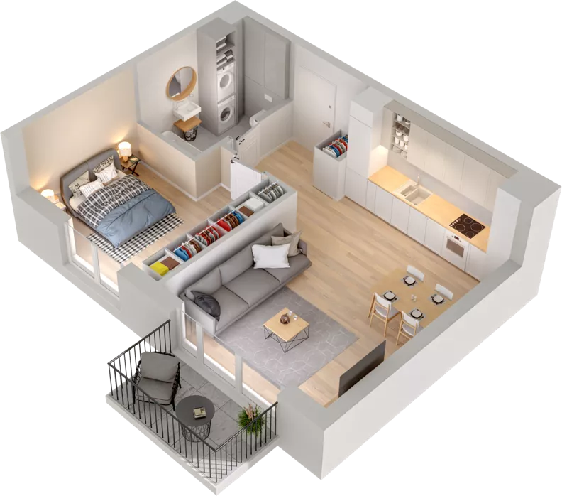 2 pokoje, mieszkanie 42,88 m², piętro 2, oferta nr WW/B5/34, Welocity Wiczlino, Gdynia, Chwarzno-Wiczlino, ul. Jana Kazimierza