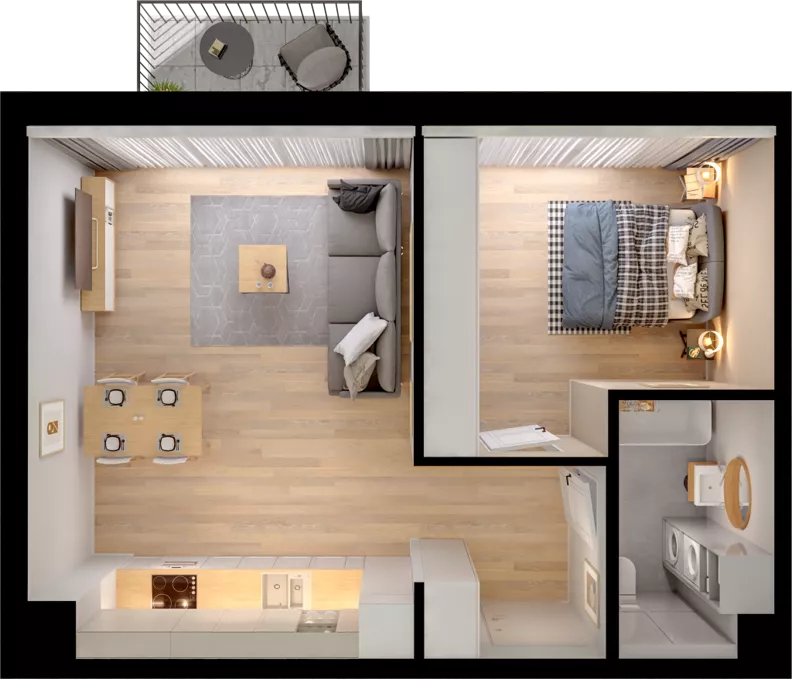 2 pokoje, mieszkanie 42,88 m², piętro 2, oferta nr WW/B5/34, Welocity Wiczlino, Gdynia, Chwarzno-Wiczlino, ul. Jana Kazimierza
