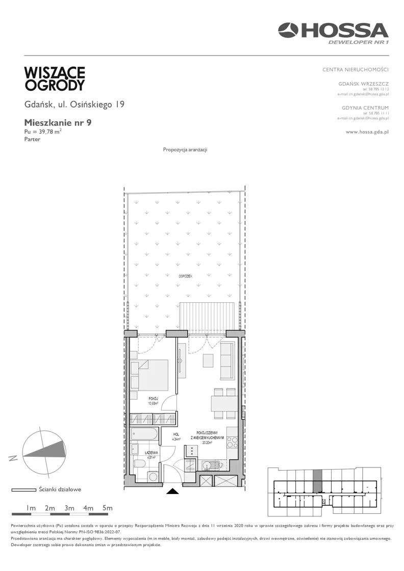 2 pokoje, mieszkanie 39,78 m², parter, oferta nr WO/O19/9, Wiszące Ogrody, Gdańsk, Jasień, Kiełpinek, ul. Przytulna