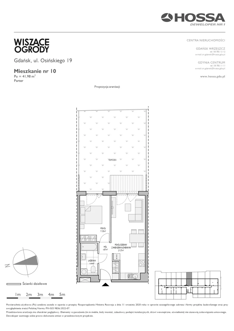 2 pokoje, mieszkanie 41,98 m², parter, oferta nr WO/O19/10, Wiszące Ogrody, Gdańsk, Jasień, Kiełpinek, ul. Przytulna