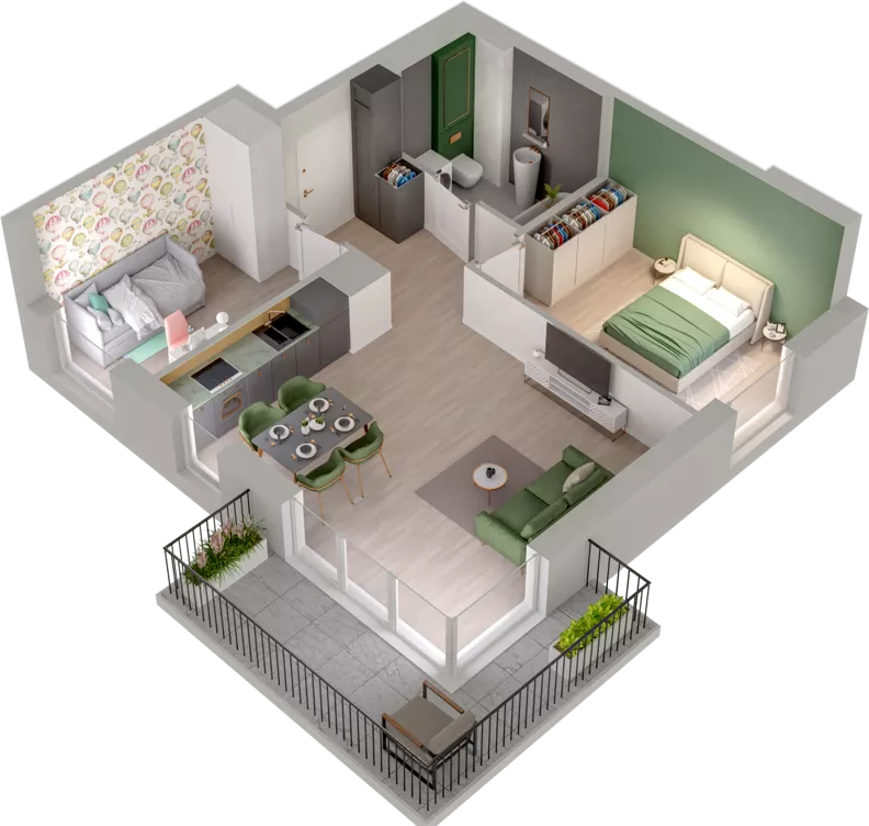 3 pokoje, mieszkanie 51,68 m², piętro 1, oferta nr CCW/S26/9, Centrum Chwarzno - Wiczlino , Gdynia, Chwarzno-Wiczlino, ul. Fregatowa