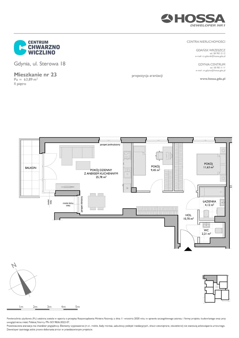 3 pokoje, mieszkanie 63,89 m², piętro 2, oferta nr CCW/S18/23, Centrum Chwarzno - Wiczlino , Gdynia, Chwarzno-Wiczlino, ul. Fregatowa