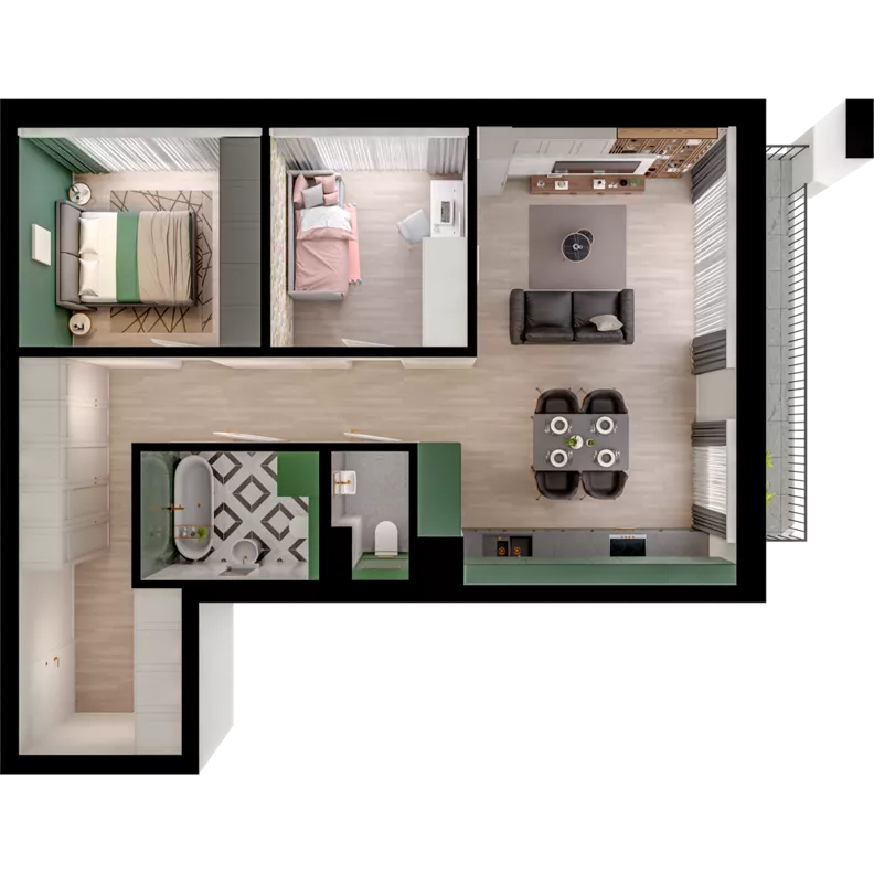 3 pokoje, mieszkanie 64,09 m², piętro 3, oferta nr CCW/S18/32, Centrum Chwarzno - Wiczlino , Gdynia, Chwarzno-Wiczlino, ul. Fregatowa
