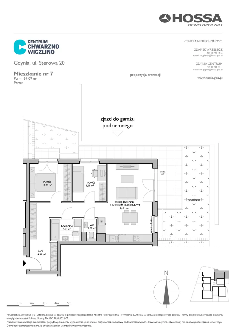 3 pokoje, mieszkanie 64,09 m², parter, oferta nr CCW/S20/7, Centrum Chwarzno - Wiczlino , Gdynia, Chwarzno-Wiczlino, ul. Fregatowa