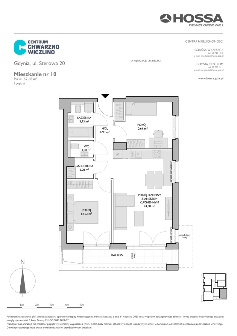 3 pokoje, mieszkanie 62,68 m², piętro 1, oferta nr CCW/S20/10, Centrum Chwarzno - Wiczlino , Gdynia, Chwarzno-Wiczlino, ul. Fregatowa