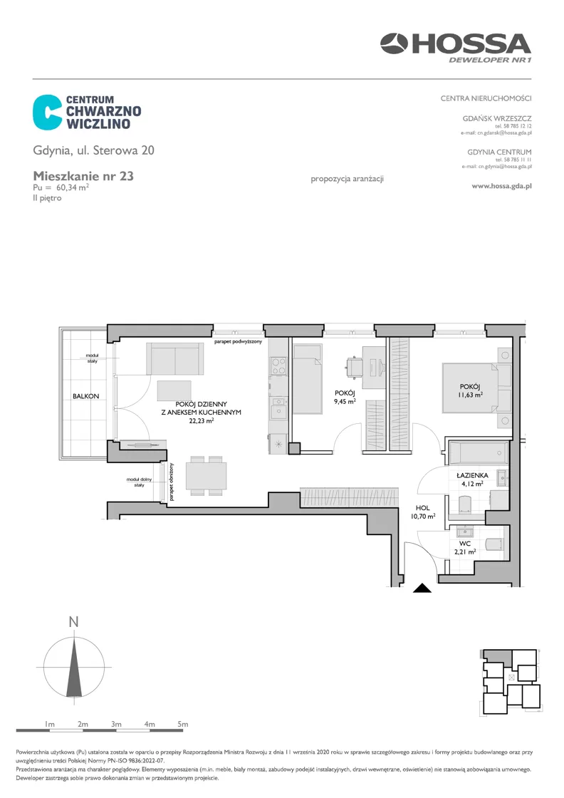 3 pokoje, mieszkanie 60,34 m², piętro 2, oferta nr CCW/S20/23, Centrum Chwarzno - Wiczlino , Gdynia, Chwarzno-Wiczlino, ul. Fregatowa